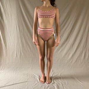 Adorable striped neon sister revolution bathing suite, brand new!